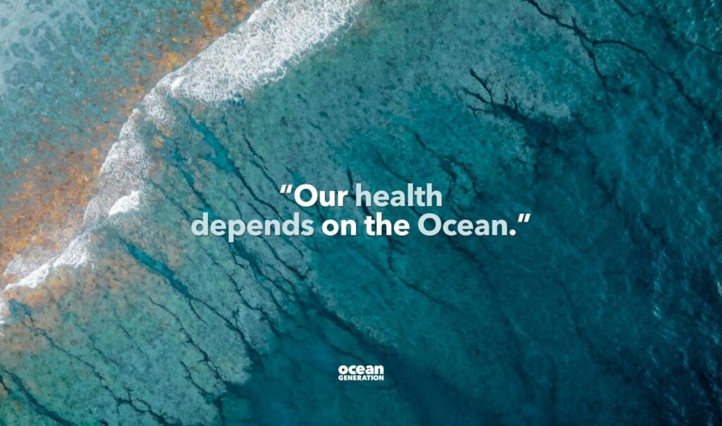 A quote saying "Our health depends on the Ocean" in a science article discussing why a healthy Ocean is key to our survival.